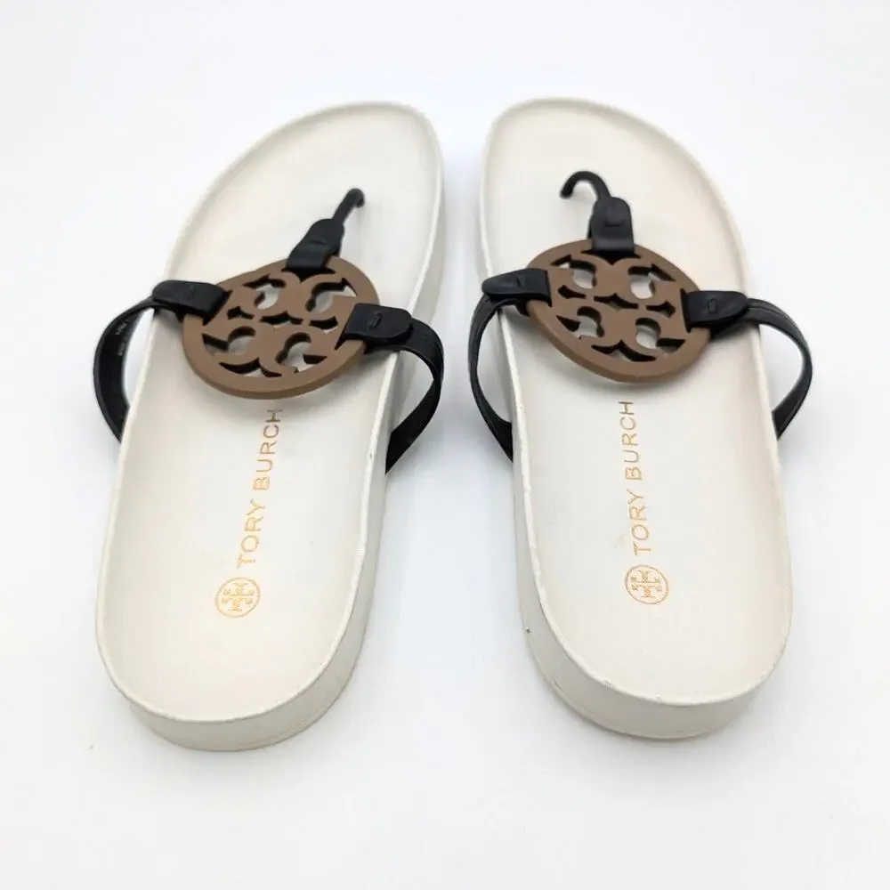 Tory Burch Miller Cloud Sandal Womens Perfect Black/Almond Flour Sz US10M EU40